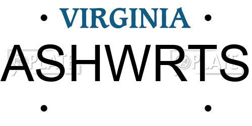 ASHWRTS Virginia License Plate