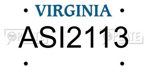 ASI2113 Virginia License Plate