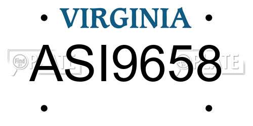 ASI9658 Virginia License Plate