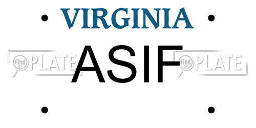 ASIF Virginia License Plate