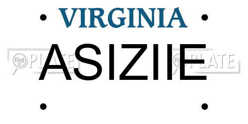 ASIZIIE Virginia License Plate