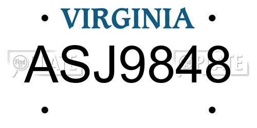 ASJ9848 Virginia License Plate