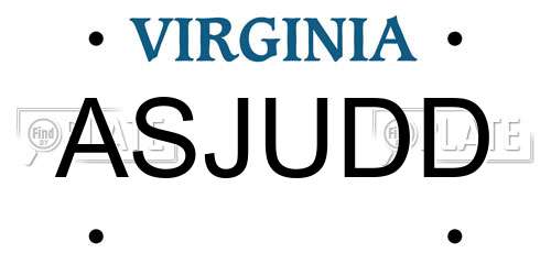ASJUDD Virginia License Plate