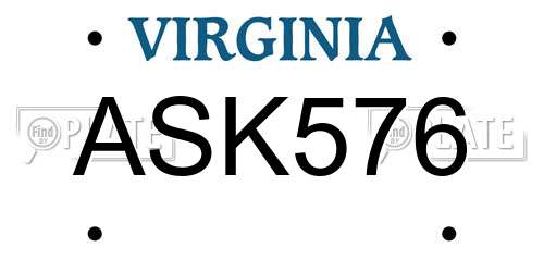 ASK576 Virginia License Plate