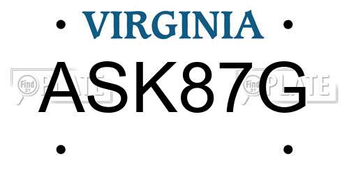 ASK87G Virginia License Plate
