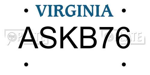 ASKB76 Virginia License Plate