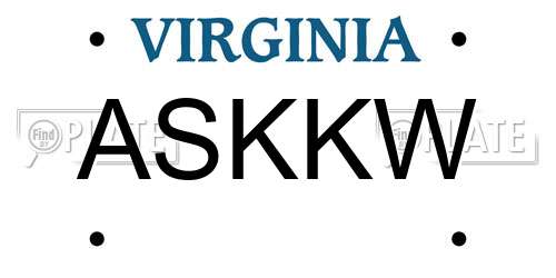 ASKKW Virginia License Plate