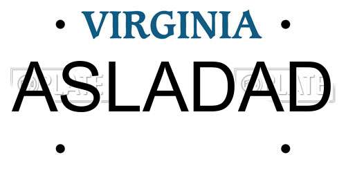ASLADAD Virginia License Plate