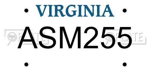ASM255 Virginia License Plate