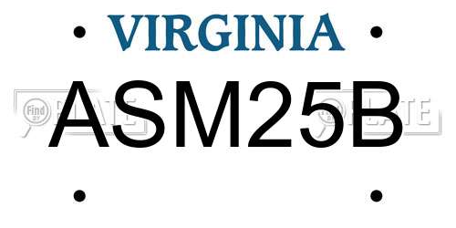ASM25B Virginia License Plate