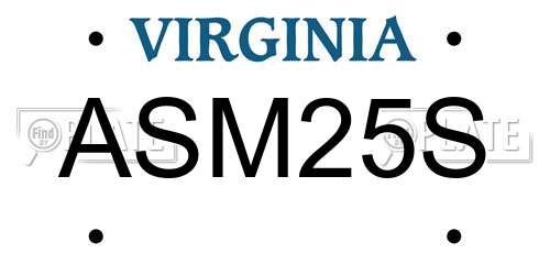 ASM25S Virginia License Plate
