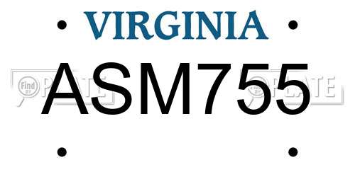 ASM755 Virginia License Plate