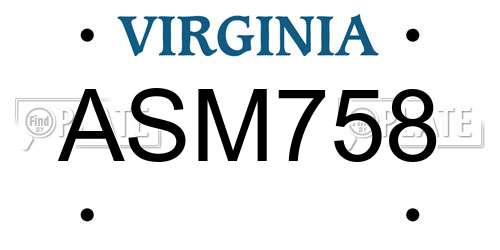 ASM758 Virginia License Plate