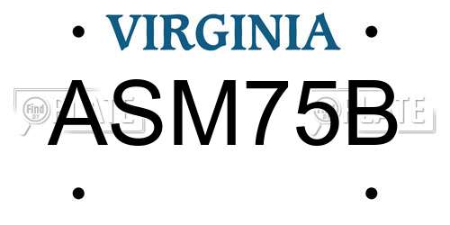 ASM75B Virginia License Plate