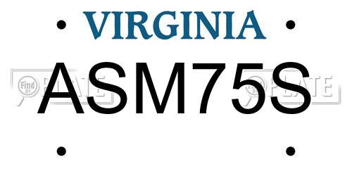 ASM75S Virginia License Plate