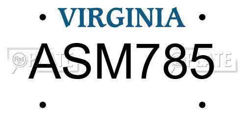 ASM785 Virginia License Plate