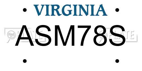 ASM78S Virginia License Plate