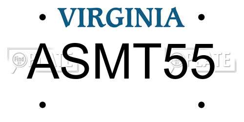 ASMT55 Virginia License Plate