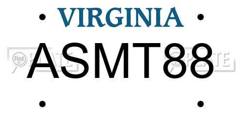 ASMT88 Virginia License Plate