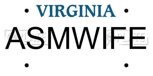 ASMWIFE Virginia License Plate