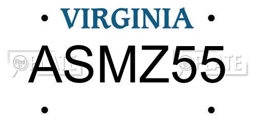 ASMZ55 Virginia License Plate