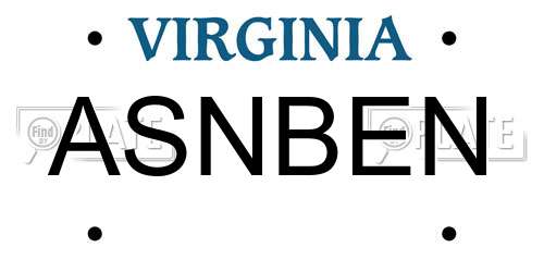 ASNBEN Virginia License Plate