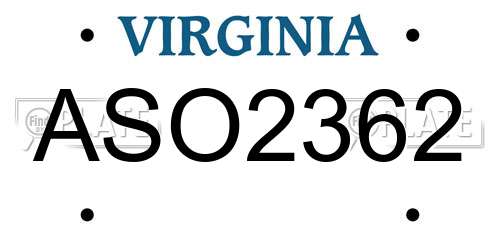 ASO2362 Virginia License Plate