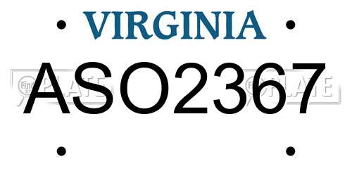 ASO2367 Virginia License Plate