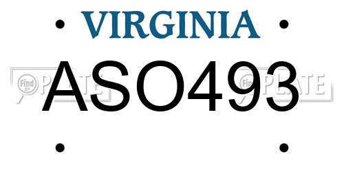 ASO493 Virginia License Plate