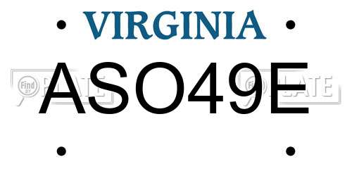 ASO49E Virginia License Plate
