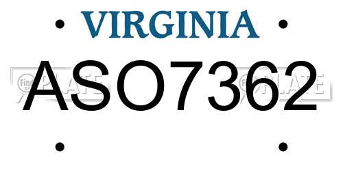 ASO7362 Virginia License Plate