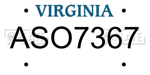 ASO7367 Virginia License Plate