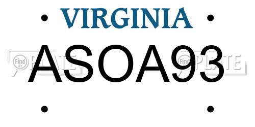 ASOA93 Virginia License Plate