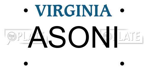 ASONI Virginia License Plate