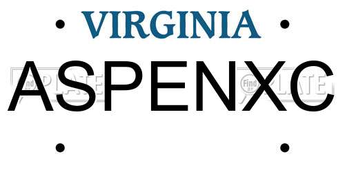 ASPENXC Virginia License Plate