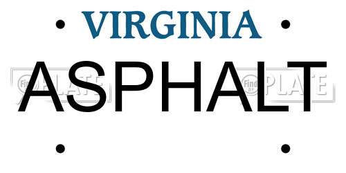 ASPHALT Virginia License Plate