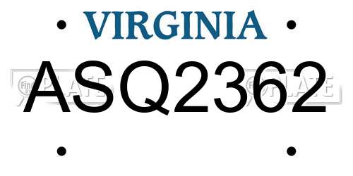 ASQ2362 Virginia License Plate