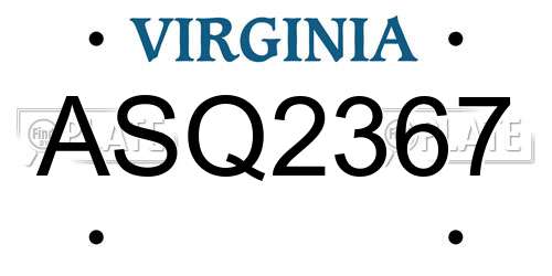 ASQ2367 Virginia License Plate