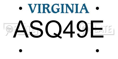 ASQ49E Virginia License Plate