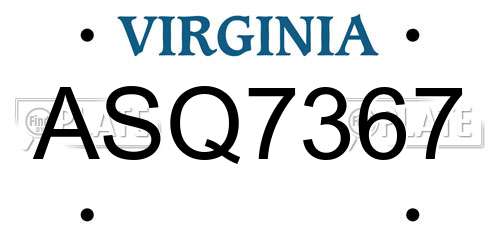 ASQ7367 Virginia License Plate