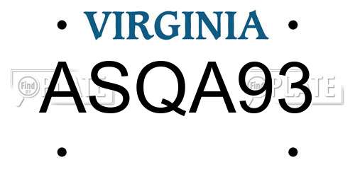ASQA93 Virginia License Plate