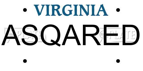 ASQARED Virginia License Plate