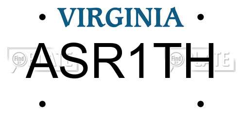 ASR1TH Virginia License Plate