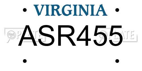 ASR455 Virginia License Plate
