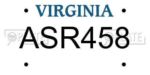 ASR458 Virginia License Plate