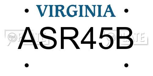 ASR45B Virginia License Plate