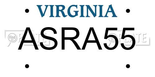 ASRA55 Virginia License Plate