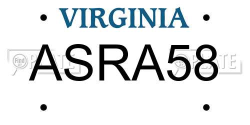 ASRA58 Virginia License Plate