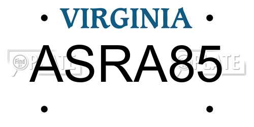 ASRA85 Virginia License Plate