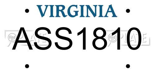 ASS1810 Virginia License Plate